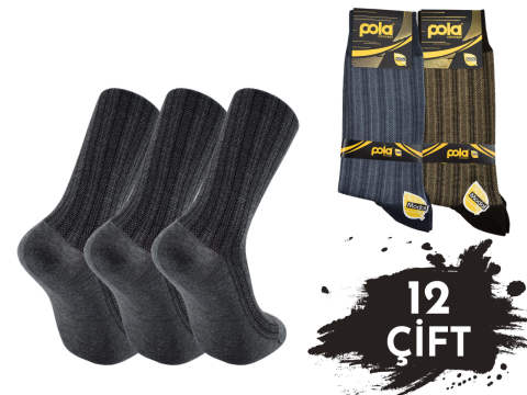 Pola 1528 Dört Mevsim Likralı Erkek Modal Çorap 12'li