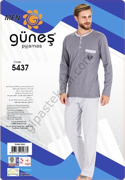 Güneş 5437 Uzun Kol Mevsimlik Erkek Pijama Takımı