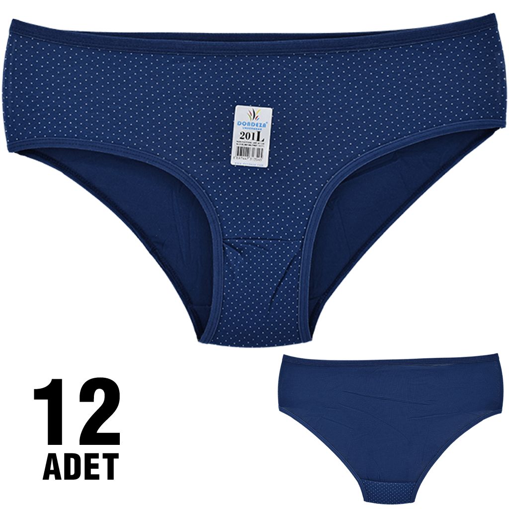 Dondeza 201-94 Desenli Bayan Ara Beden Külot 12'li LACİVERT - L