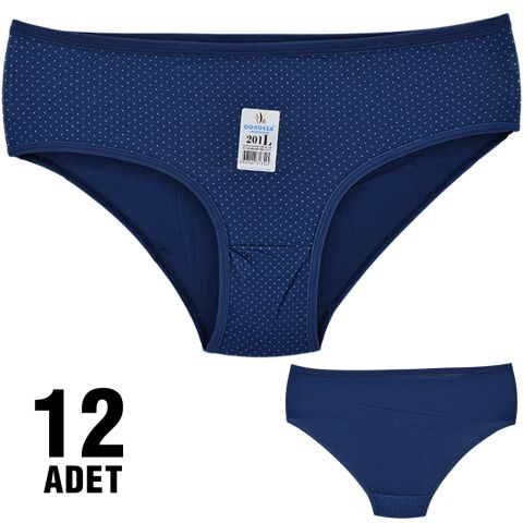 Dondeza 201-94 Desenli Bayan Ara Beden Külot 12'li LACİVERT - L