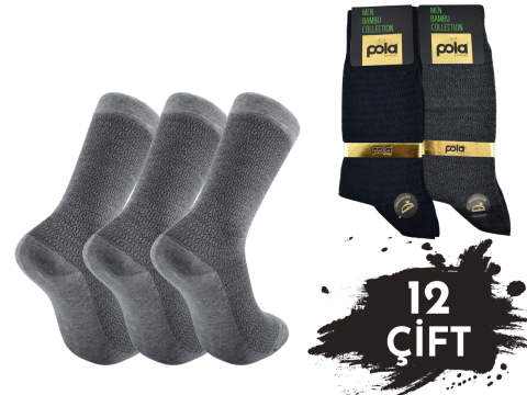 Pola 1613 Yazlık Likralı Erkek Bambu Çorap 12'li