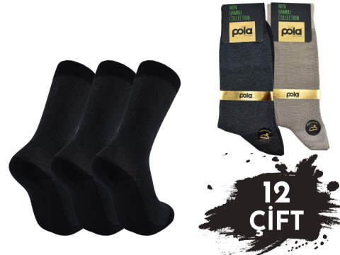 Pola 1612 Yazlık Likralı Erkek Bambu Çorap 12'li