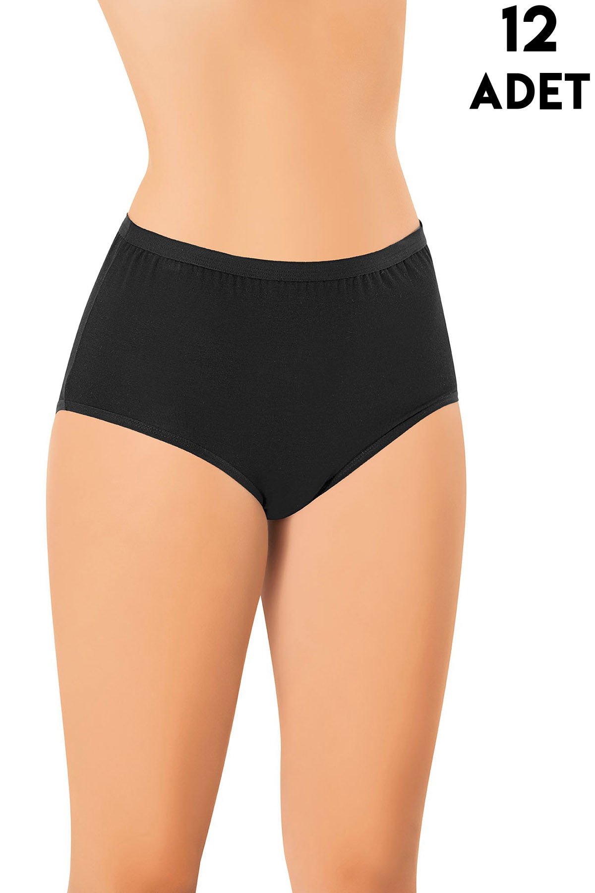 Kota 5110 (L-XL-2XL-3XL) Yüksek Bel Bayan Külot 12'li SİYAH - 3XL