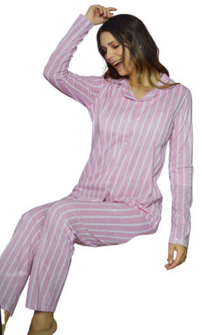 Polcan 2041 Uzun Kollu Düğmeli Bayan Pijama Takımı