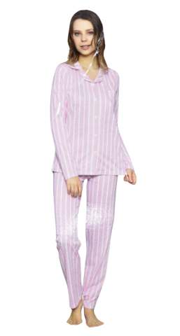 Polcan 2041 Uzun Kollu Düğmeli Bayan Pijama Takımı