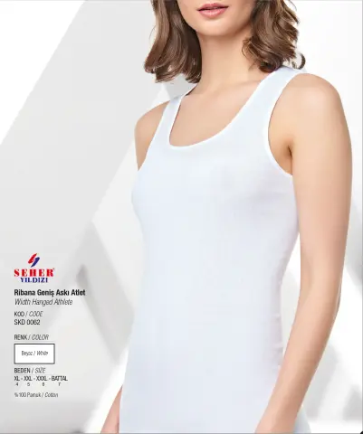Seher 0062 Bayan Ribana Geniş Askılı Atlet 6'lı