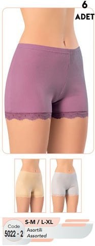 Kota 5022-2 Bayan Dantelli Şort 6'lı