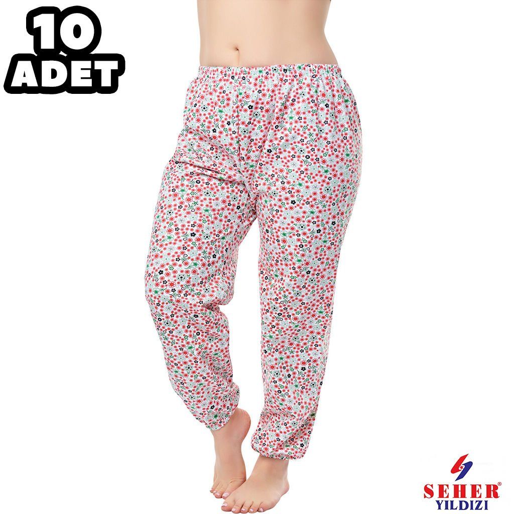 Seher İki İplik Empirme Lastikli Bayan Pijama Alt 10'lu KRŞ (RENK) - 6