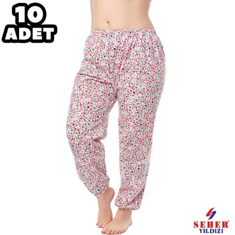 Seher İki İplik Empirme Lastikli Bayan Pijama Alt 10'lu KRŞ (RENK) - 6