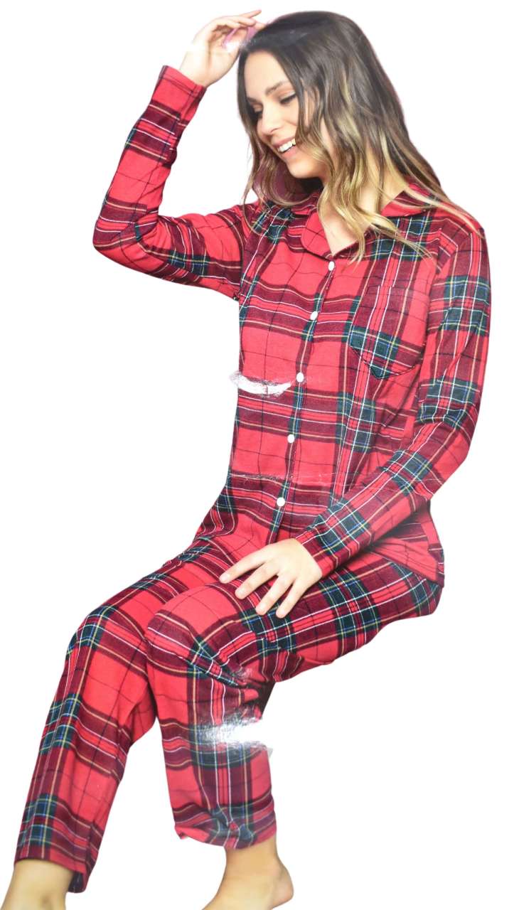 Polcan 2036 Uzun Kollu Düğmeli Bayan Pijama Takımı
