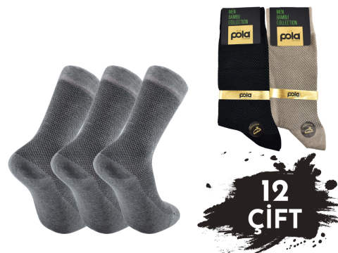 Pola 1608 Yazlık Likralı Erkek Bambu Çorap 12'li