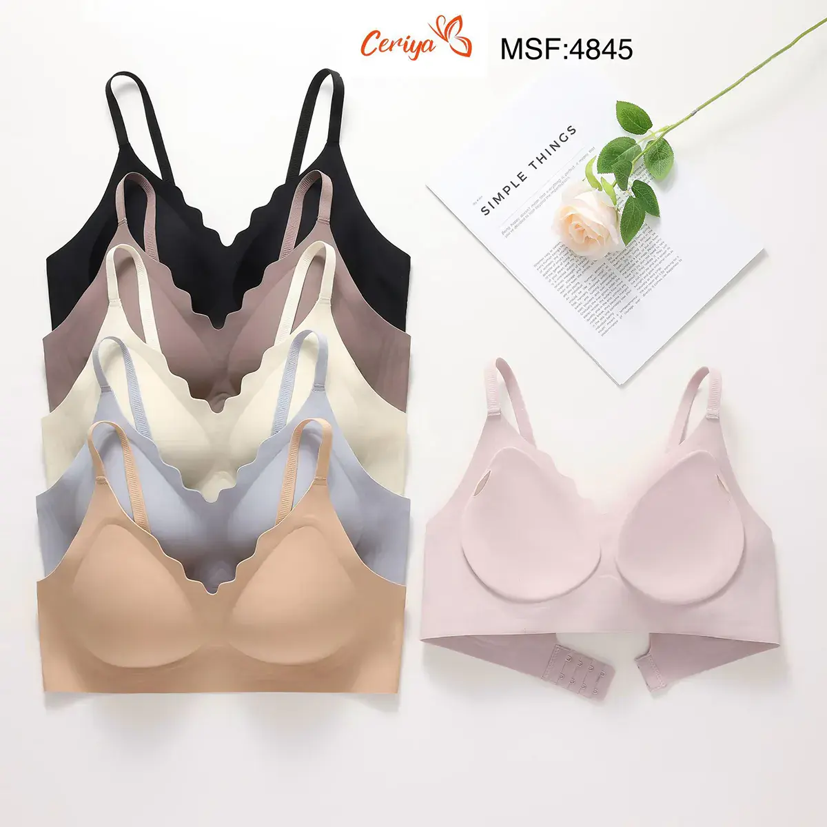 Ceriya 4845 (M-L-XL-XXL) Zero Gram Lazer Kesim Bayan Sütyen 6'lı