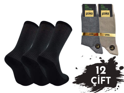 Pola 1607 Yazlık Likralı Erkek Bambu Çorap 12'li
