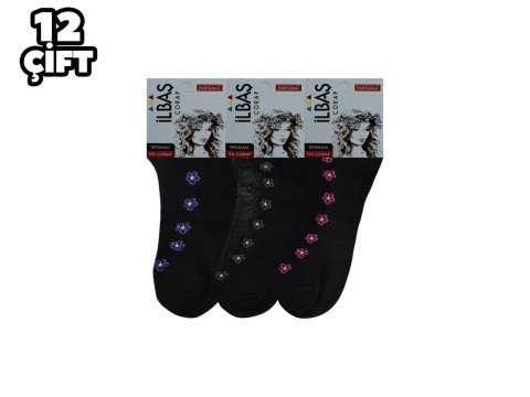 İlbaş 67-2 Bayan Desenli Tül Patik 12'li