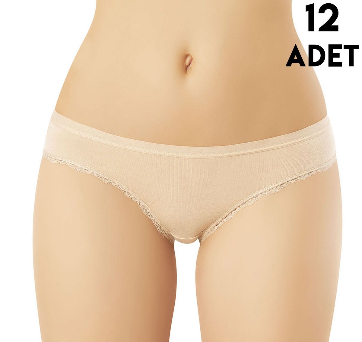 Kota 5101 Tırnak Dantelli Viskon Bayan Bikini (M-L-XL) 12'li TEN - L