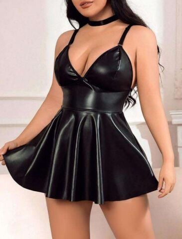 Passione 40008 Büyük Beden Deri Erotik Gecelik