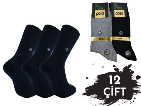 Pola 1604 Yazlık Likralı Erkek Bambu Çorap 12'li