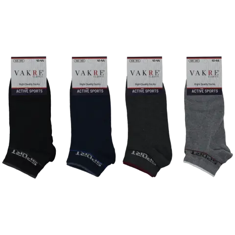Vakre 9113-6 (41-44 NO) Erkek Penye Likralı Patik Çorap 12'li