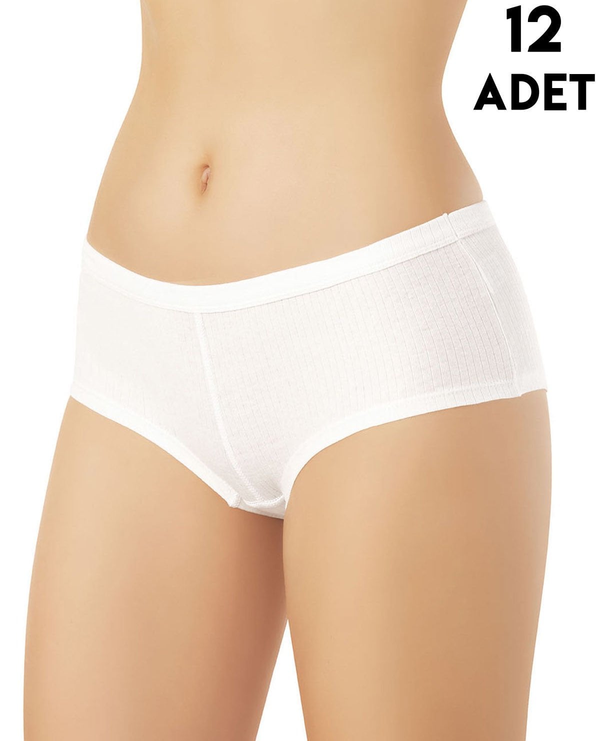 Kota 5030 (M-L-XL-2XL) Parçalı Raporlu Ribana Bayan Külot 12'li BEYAZ - L