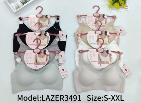 Umt 3491 (S-M-L-XL) Lazer Kesim Bayan Sütyen 6'lı
