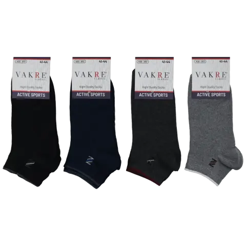 Vakre 9113-8 (41-44 NO) Erkek Penye Likralı Patik Çorap 12'li