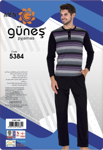 Güneş 5384 Uzun Kol Mevsimlik Erkek Pijama Takımı