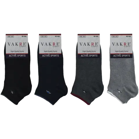 Vakre 9113-5 (41-44 NO) Erkek Penye Likralı Patik Çorap 12'li