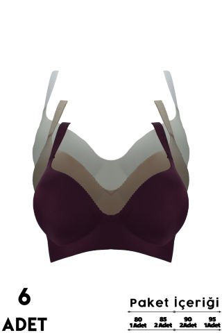 Aysemin 301 B Cup Balensiz Desteksiz Lazer Kesim Bayan Sütyen 6'lı