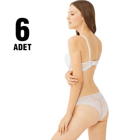 Cansoy 124 Beyaz Balenli Desteksiz Sütyen Takım 6'lı