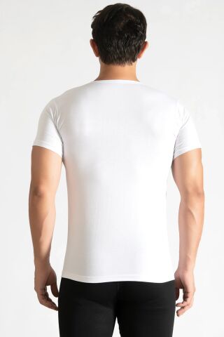 Tutku 0103 Erkek Beyaz Penye Bisiklet Yaka Fanila 6'lı