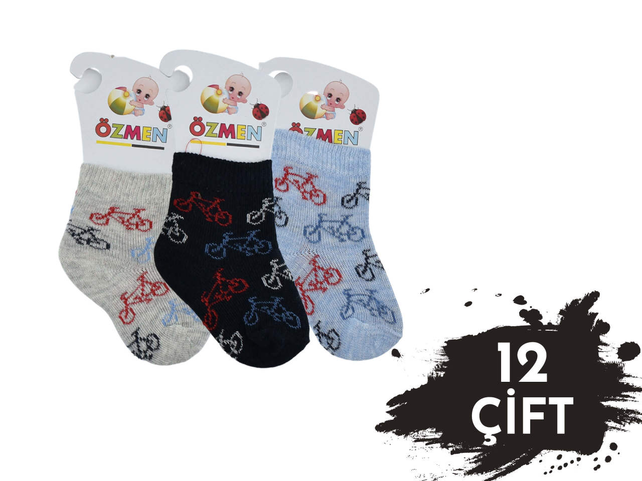 Özmen Yenidoğan Erkek Bebek Çorap 12'li
