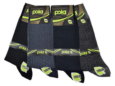 Pola 1510 Dört Mevsim Likralı Erkek Bambu Çorap 12'li