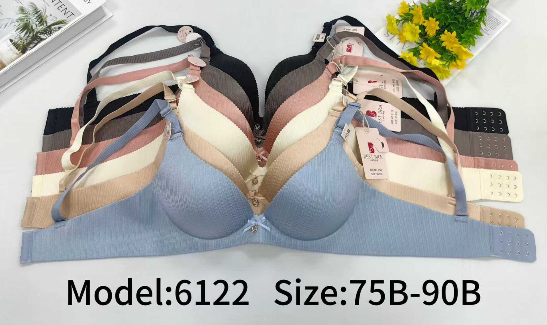 Umt 6122 (75-80-85-90) Ayarlanabilir Askı Lazer Kesim Bayan Sütyen 6'lı