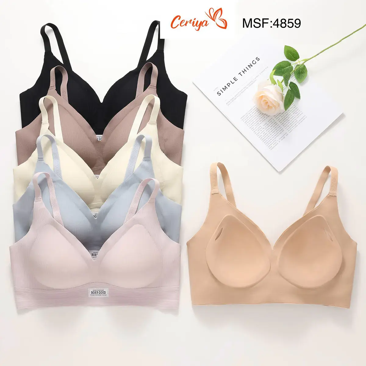 Ceriya 4859 (M-L-XL-XXL) Zero Gram Lazer Kesim Bayan Sütyen 6'lı