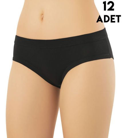 Kota 5105 Geniş Biye Detaylı Modal Bayan Bikini (M-L-XL) 12'li SİYAH - M