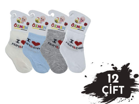 Özmen Yenidoğan Erkek Bebek Çorap 12'li