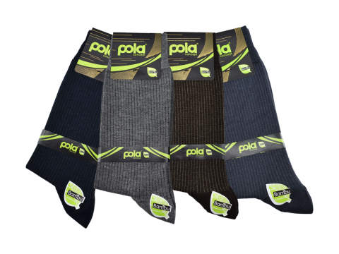 Pola 1508 Dört Mevsim Likralı Erkek Bambu Çorap 12'li