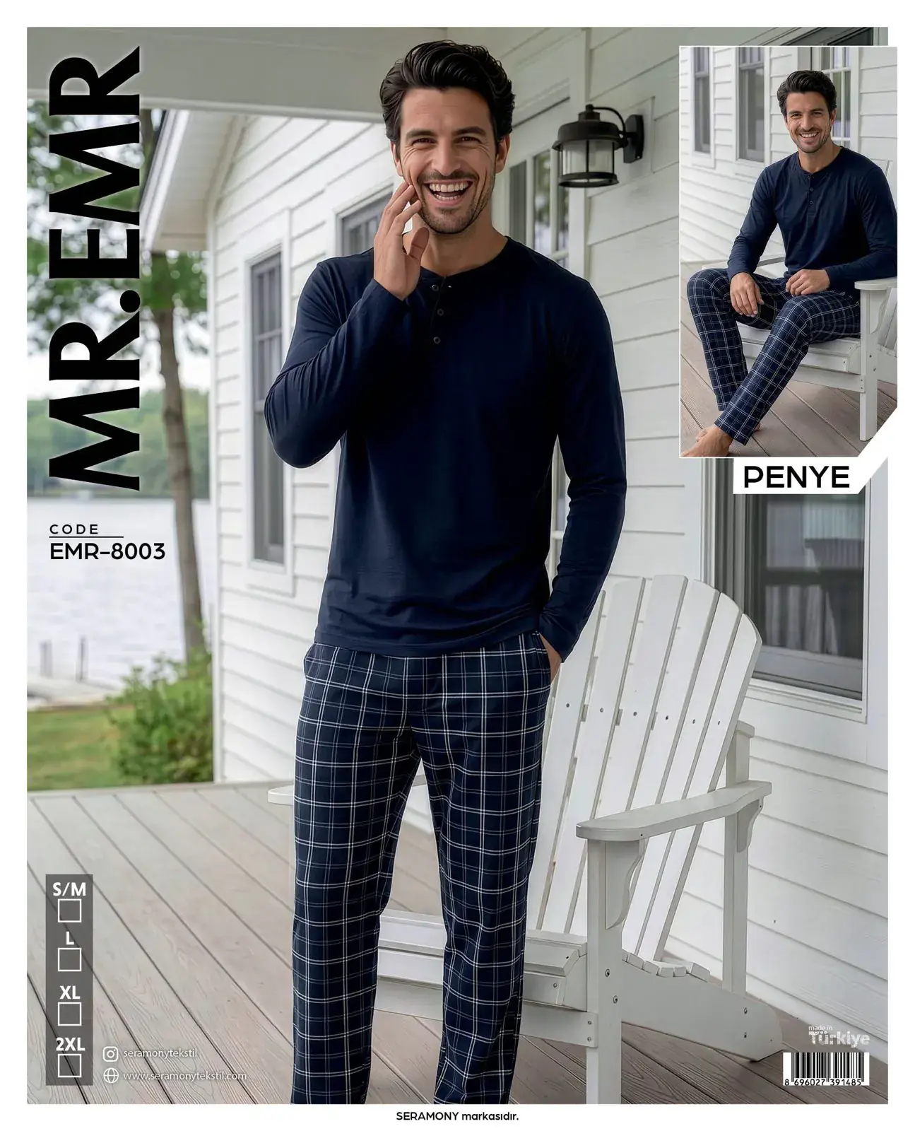 MR-EMR 8003 (M-L-XL-XXL) Penye Uzun Kollu Erkek Pijama Takımı 4'lü