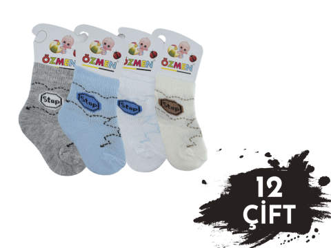 Özmen Yenidoğan Erkek Bebek Çorap 12'li
