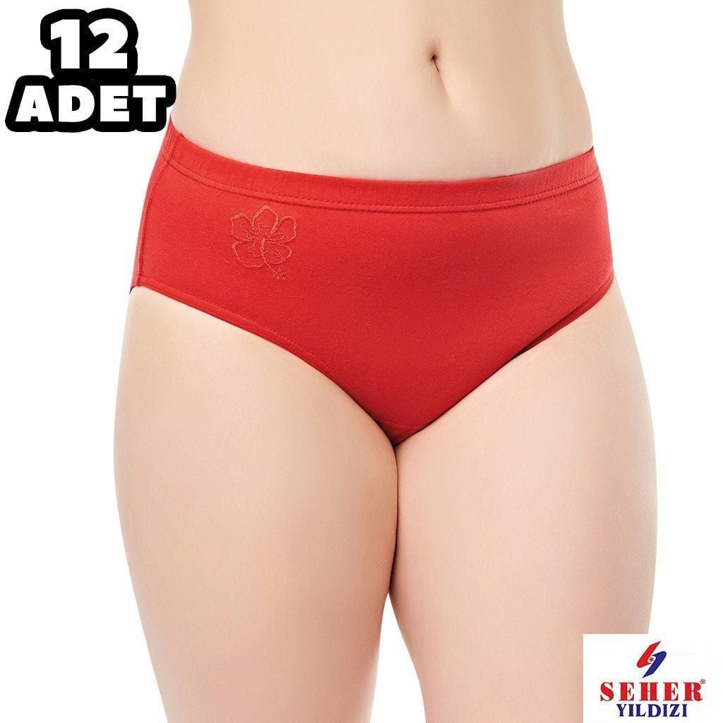 Seher 0025 Düz Renk İşli Bayan Kom 12'li