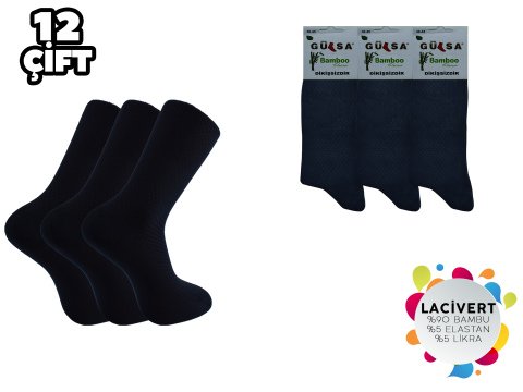 Gülsa İnce Erkek Bambu Çorap 12'li