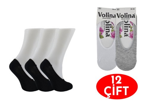 Volina Pamuklu Bayan Babet Çorap 12'li