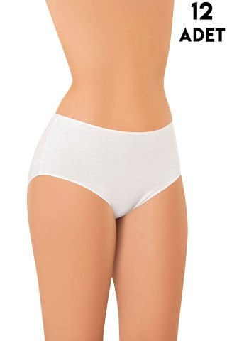 Kota 5114 (M-L-XL-2XL) Yüksek Bel Modal Bayan Külot 12'li BEYAZ - M