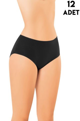 Kota 5114 (M-L-XL-2XL) Yüksek Bel Modal Bayan Külot 12'li SİYAH - 2XL