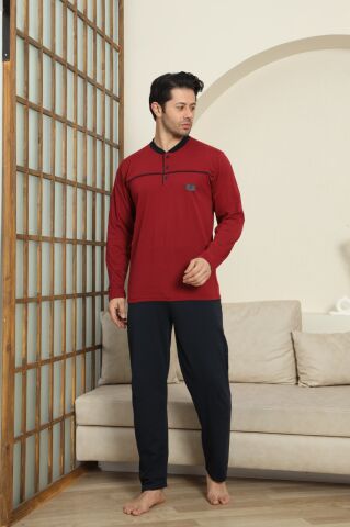 Modareya 3074 (M-L-XL-XXL) Erkek Uzun Kollu Pijama Takım 4'lü
