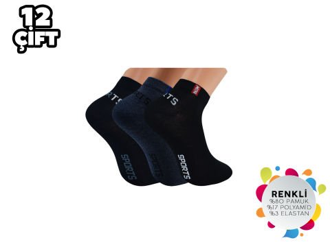 İbrahim Berk 11-38 Erkek Likralı Patik Çorap 12'li