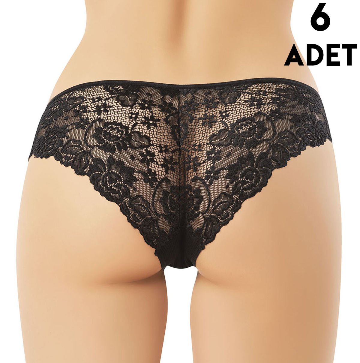 Kota 5025 (M-L-XL-2XL) Kaşkorse Dantelli Bayan Külot 6'lı SİYAH - XL