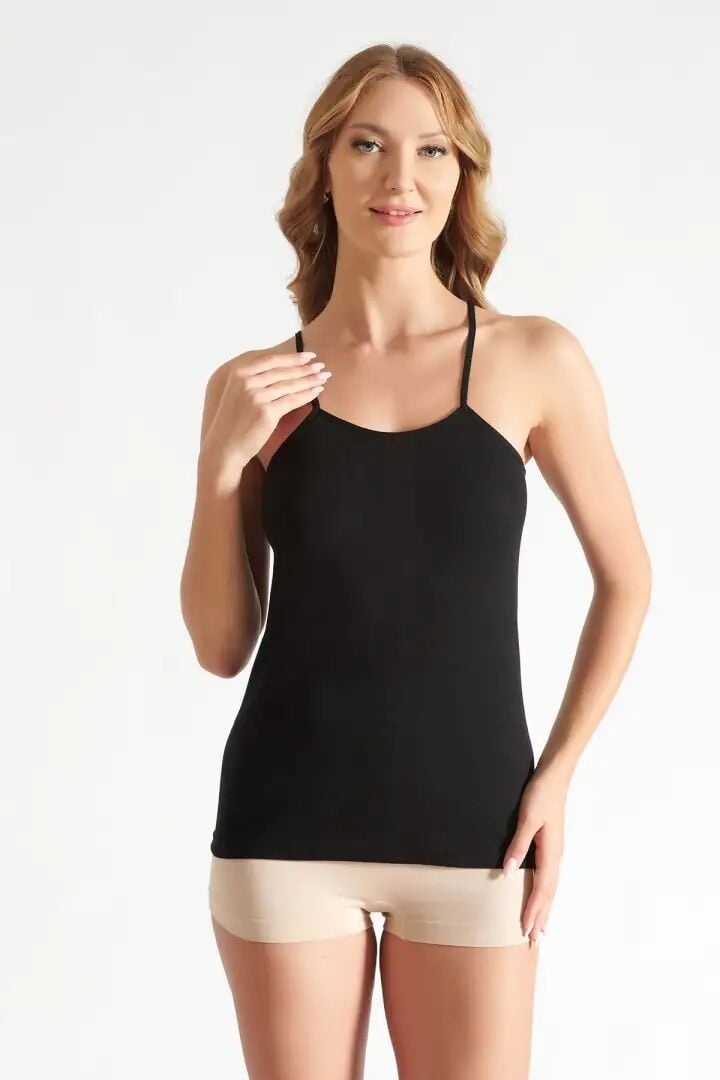 Tutku 0135 Renkli Ribana Bayan İp Askılı Atlet 6'lı