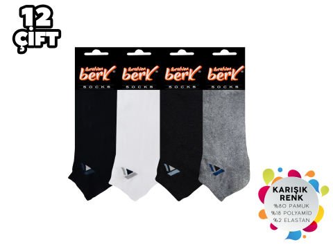 İbrahim Berk 11-37 Erkek Likralı Patik Çorap 12'li