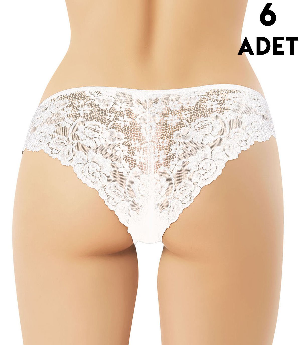 Kota 5025 (M-L-XL-2XL) Kaşkorse Dantelli Bayan Külot 6'lı BEYAZ - M